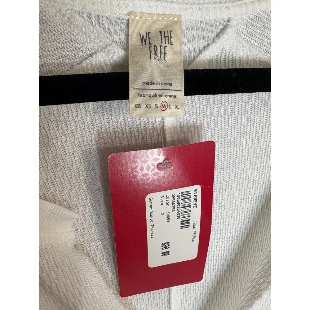NWT Free People Super Sonic Thermal Ivory-sz Medium